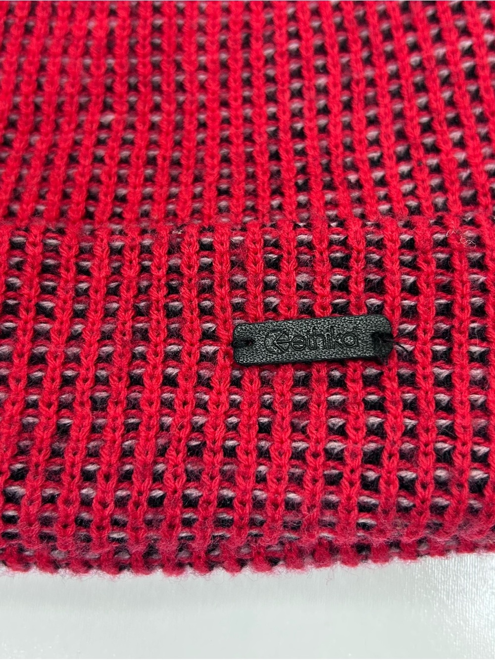 Ethika Red Black Knit Beanie Waffle Cuffed Streetwear Hat NWOT - Picture 2 of 7